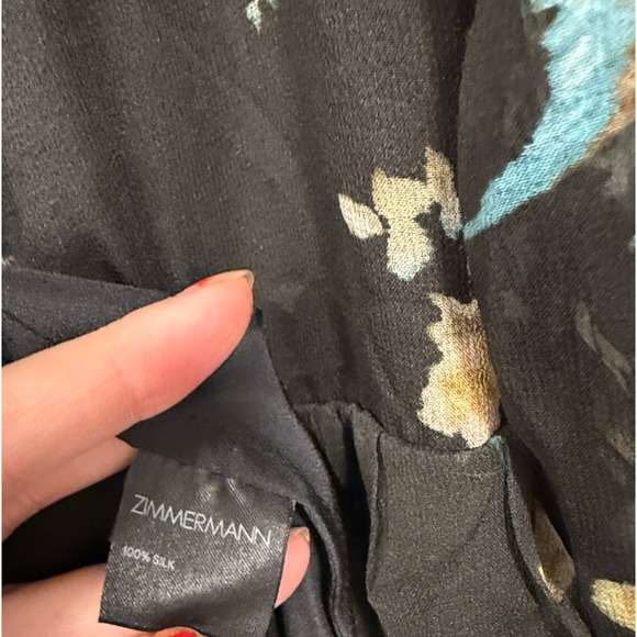 Zimmermann 1/ US 6/AU 10 Maples SILK Feathery Wide Leg Jumpsuit Maxi Dress Black - Picture 9 of 16